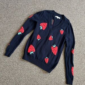 LOFT Sweater with Red Strawberry Design